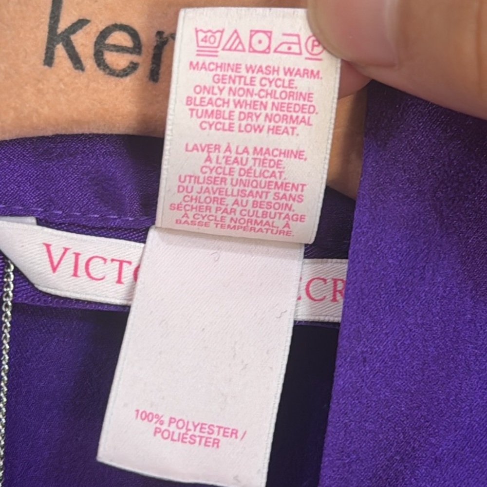 VICTORIA’S SECRET Purple Short Kimono Robe with Pockets Size M/L - Picture 5 of 10